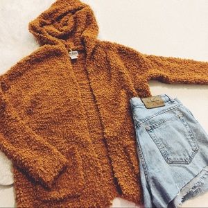 Fuzzy Yellow Mustard Sherpa Sweater